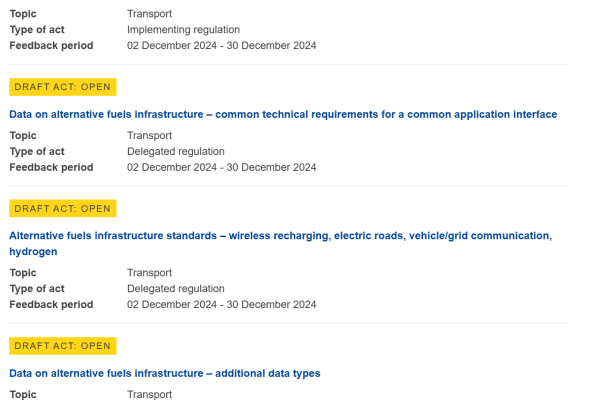 European Commission Publishes Delegated Acts for AFIR - Open for consultation image